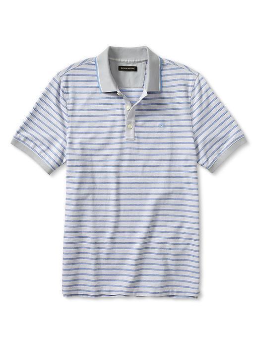 Banana Republic Signature Jacquard Stripe Pique Polo - Grey Texture