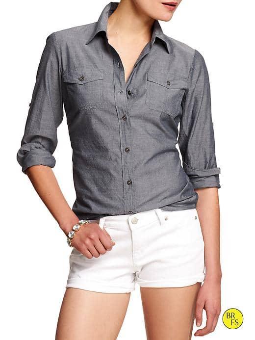 Banana Republic Factory Chambray Pocket Shirt - Light Chambray