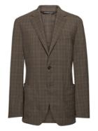 Banana Republic Mens Standard Plaid Smart-weight Performance Wool Blend Suit Jacket Brown Burlap Size 32