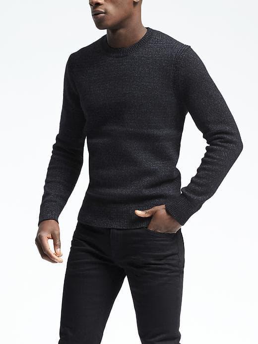 Banana Republic Mens Marled Crew Pullover - Black