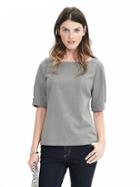 Banana Republic Puff Short Sleeve Top Size L Petite - Gray