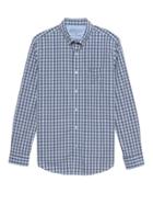 Banana Republic Mens Camden Standard-fit Luxe Poplin Gingham Shirt Blueberry Size M