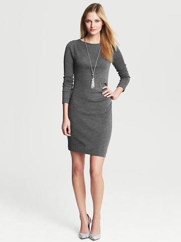 Banana Republic Draped Knit Dress - Heather Grey