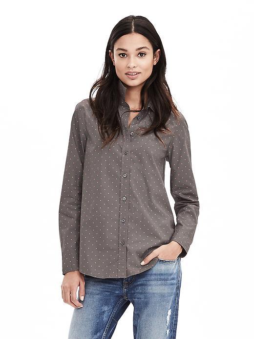 Banana Republic Womens Dillon Fit Pindot Shirt Size L - Br Dot Warm