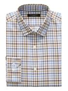 Banana Republic Mens Camden Standard-fit Non-iron Stretch Gingham Shirt Marfa Blue Size S