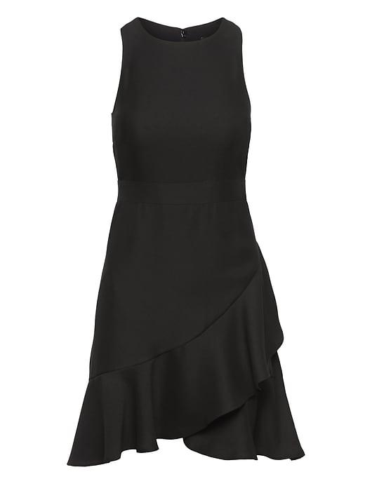 Banana Republic Womens Ruffle Wrap Racerback Dress Black Size 12