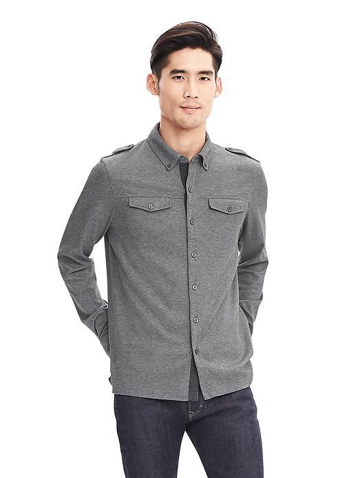 Banana Republic Mens Luxe Touch Military Shirt Size Xxl - Gray Heather