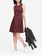 Banana Republic Womens Wrinkle-resistant Neoprene Fit-and-flare Dress Burgundy Size 0