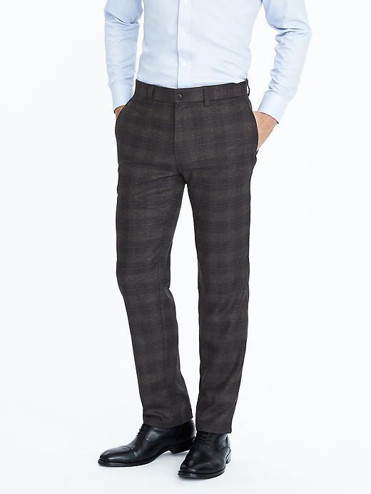 Banana Republic Mens Emerson Wool Plaid Trouser - Navy