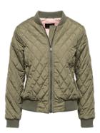 Banana Republic Womens Quilted Bomber Jacket With Pop-color Lining Olive With Spring Pink Lining Size S