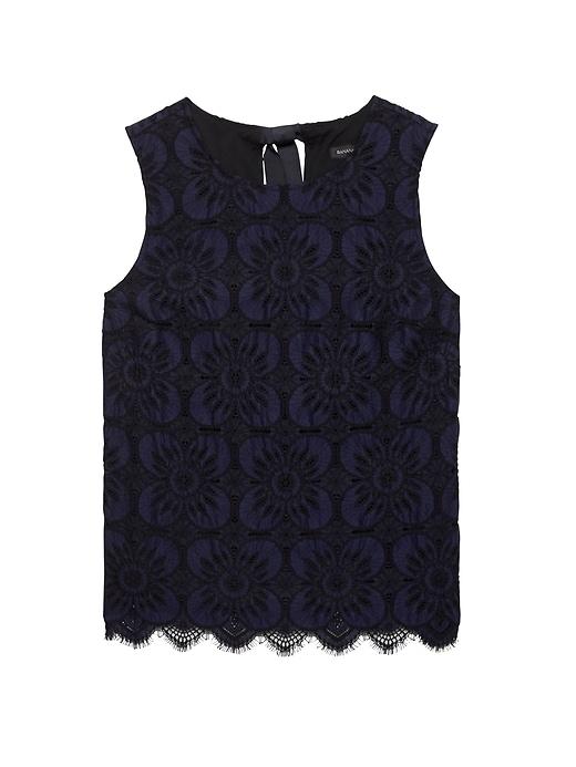 Banana Republic Womens Lace Tie-back Top Pacific Navy Blue Size M