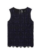 Banana Republic Womens Lace Tie-back Top Pacific Navy Blue Size M