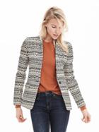 Banana Republic Jacquard One Button Blazer Size 0 Petite - Black And White