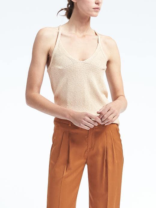 Banana Republic Womens Shine V Neck Cami - Cream