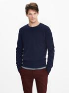 Banana Republic Mens Todd &amp; Duncan Cashmere Baseball Crew Pullover Size L Tall - Navy Heather