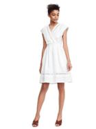 Banana Republic Womens Pom Pom Crossover Vee Dress Size 2 Tall - White