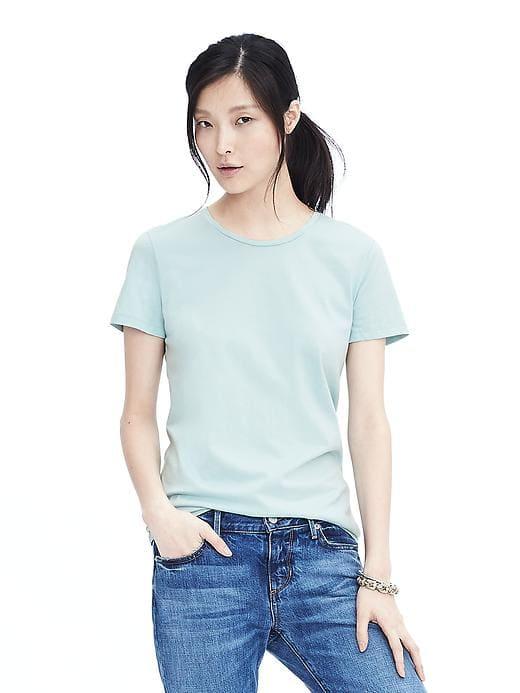 Banana Republic Womens Supima Cotton Crew Neck Top - Turquoise Powder