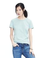 Banana Republic Womens Supima Cotton Crew Neck Top - Turquoise Powder