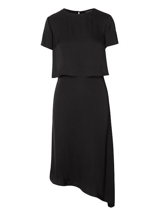 Banana Republic Womens Petite Life In Motion Washable Stretch Silk Dress Black Size 4
