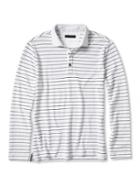 Banana Republic Mens Long Sleeve Stripe Pique Polo Size L Tall - White