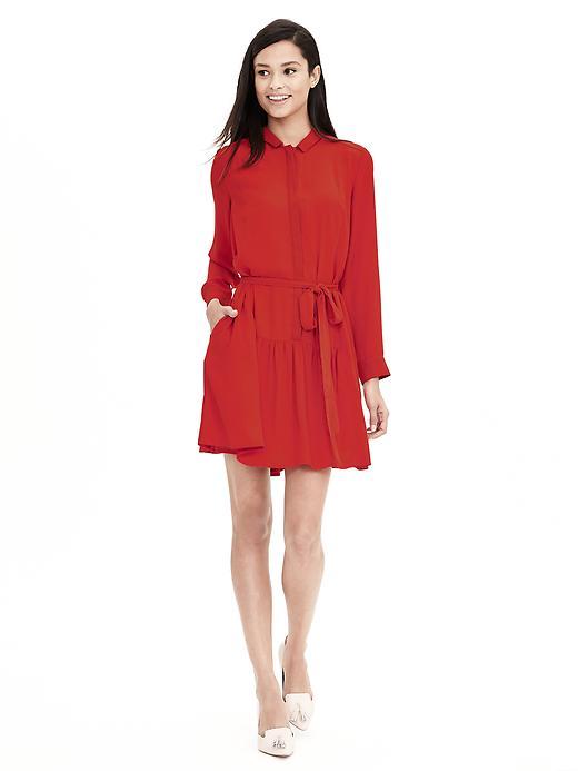 Banana Republic Crepe Shirtdress Size 0 Petite - New Vermillion