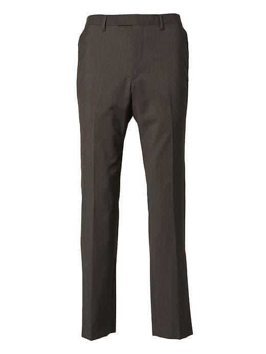 Banana Republic Mens Standard Brown Solid Italian Wool Suit Trouser - Dark Brown