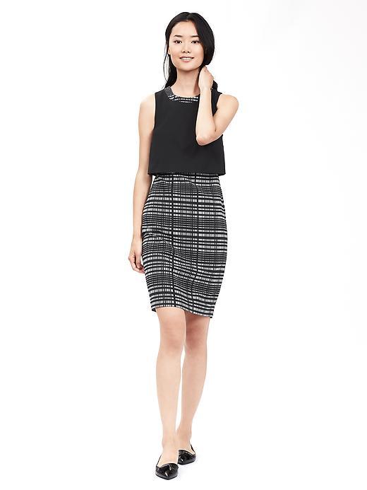 Banana Republic Womens Layered Jacquard Dress Size 0 - Black
