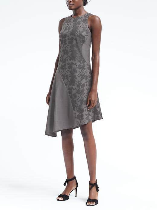 Banana Republic Womens Color Blocked Racer Neck Asymmetrical Dress - Gray