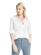 Banana Republic Womens Riley Fit Pleated Ruffle Shirt Size 10 - White