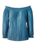 Banana Republic Womens Pleated Velvet Off-the-shoulder Top Teal Size Xl