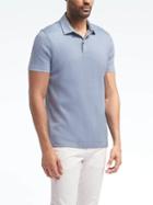 Banana Republic Mens Luxury Touch Mix Texture Polo - Cerulean Blue