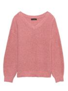 Banana Republic Womens Wool-cotton Blend Ribbed V-neck Sweater Dusty Pink Size L
