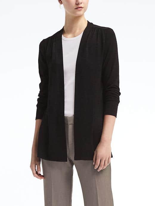 Banana Republic Womens Long Sleeve Soft Jersey Cardigan - Black