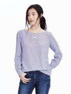 Banana Republic Aubrey Fold Cuff Shirt Size M Petite - Blue Print