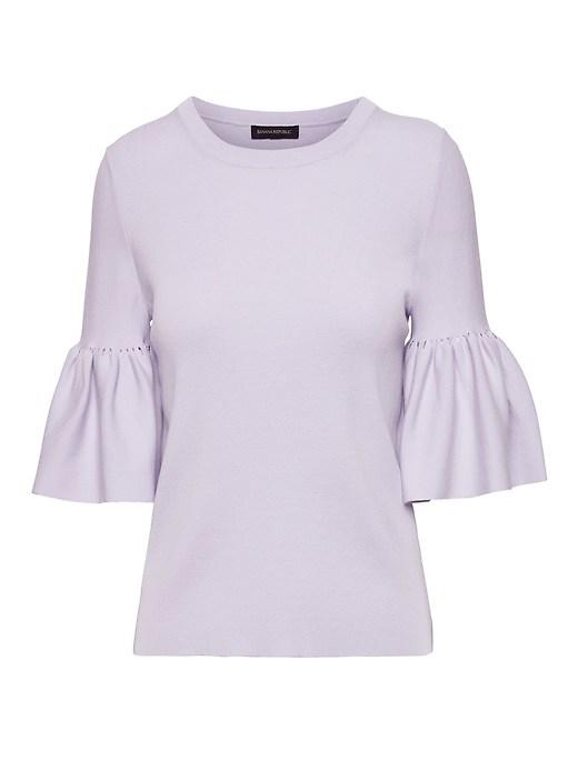 Banana Republic Womens Flutter-sleeve Sweater Top Lavender Cloud Size Xl