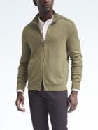 Banana Republic Supima Full Zip Sweater Jacket - Utility Green