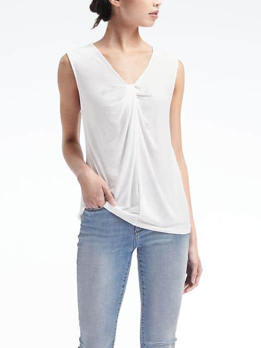 Banana Republic Womens Drapey Vee Tank - White