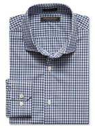 Banana Republic Mens Grant Fit Gingham 120s Supima Cotton Shirt Size L Tall - Navy Star