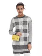 Banana Republic Womens Buffalo Check Sweater Dress Size L - Medium Gray Heather