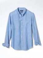 Banana Republic Mens Camden Fit Solid Linen Shirt - Light Blue Destroy