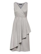 Banana Republic Womens Wrap-effect Wool Blend Midi Dress Light Gray Size 10