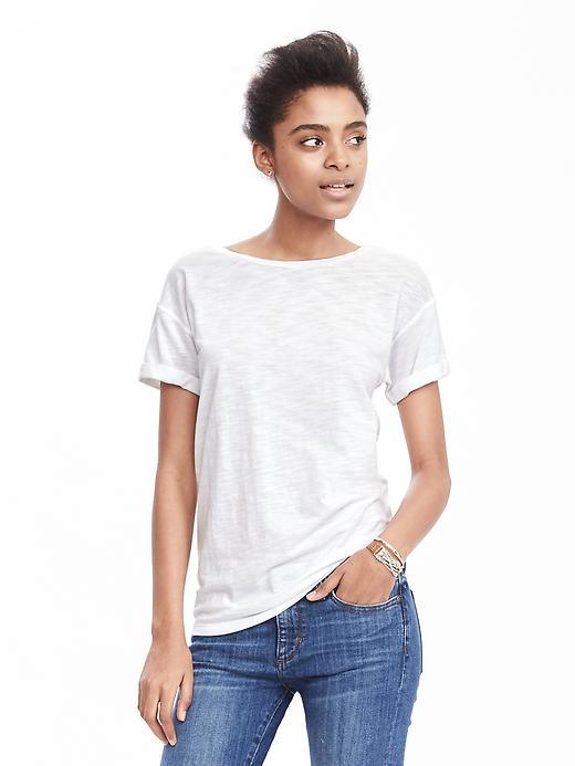 Banana Republic Womens Roll Sleeve Crew Tee Size L - White