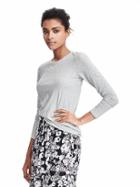 Banana Republic Womens Long Sleeve Solid Tee Size L - Lighter Heather Gray