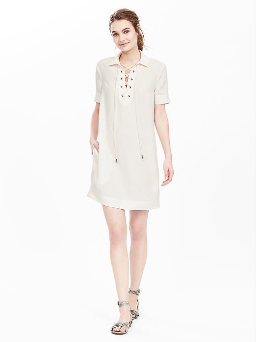 Banana Republic Womens Laceup Shirtdress Size L - Cocoon