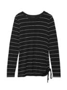 Banana Republic Womens Soft Stretch Ruche-side T-shirt Wide Black Stripe Size S