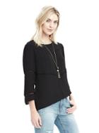 Banana Republic Lace Inset Blouse - Black