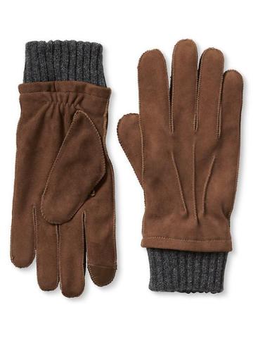Banana Republic Goatskin Suede Gloves Size M - Cognac