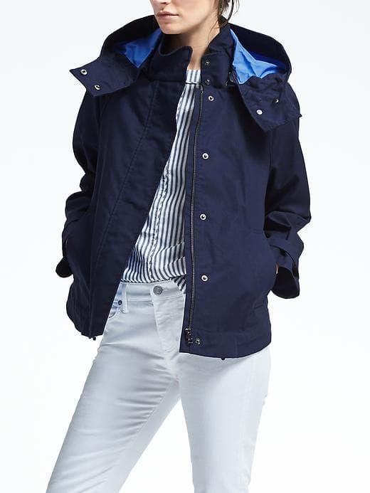 Banana Republic Womens Hooded Mac Jacket - Navy