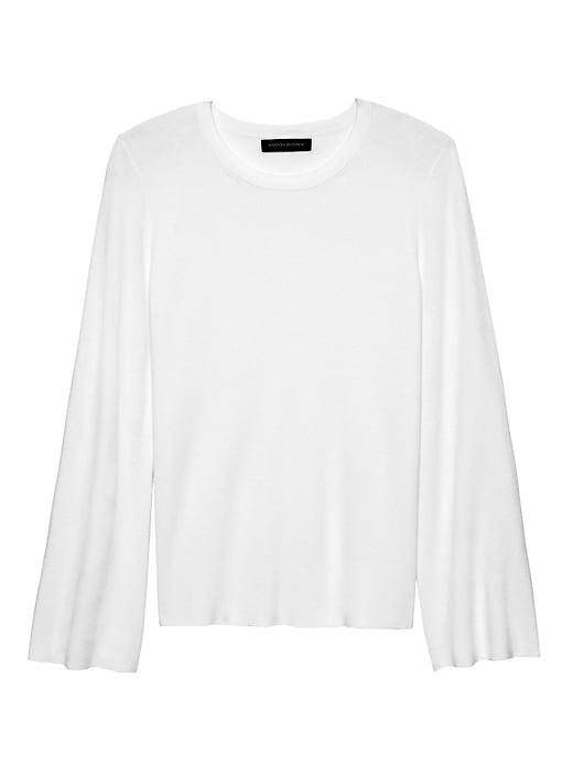 Banana Republic Womens Milano Stitch Flare-sleeve Sweater Ivory White Size M