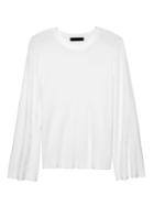 Banana Republic Womens Milano Stitch Flare-sleeve Sweater Ivory White Size M